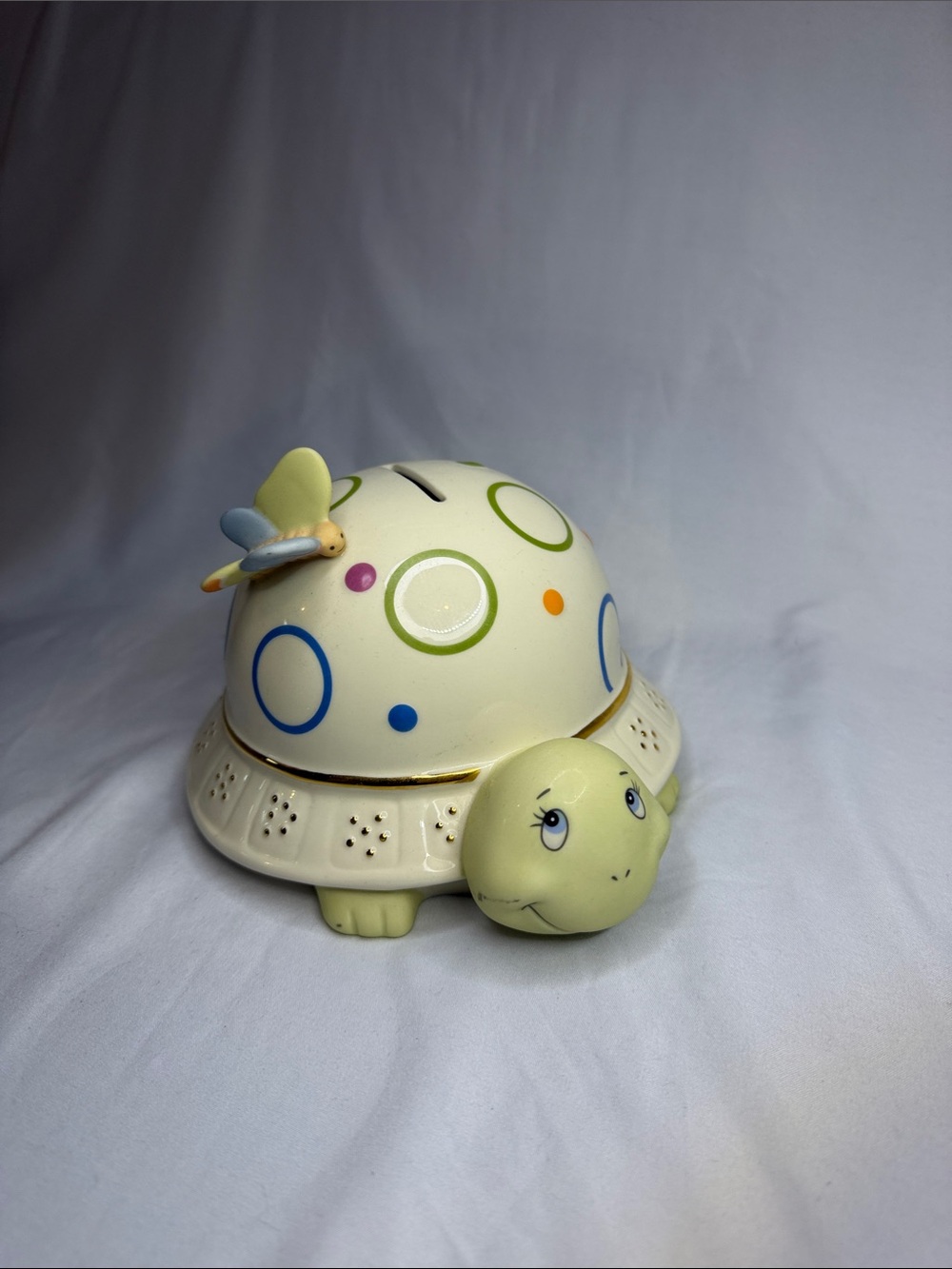 Lenox Jungle Jamboree Turtle Butterfly Piggy Bank with stopper
